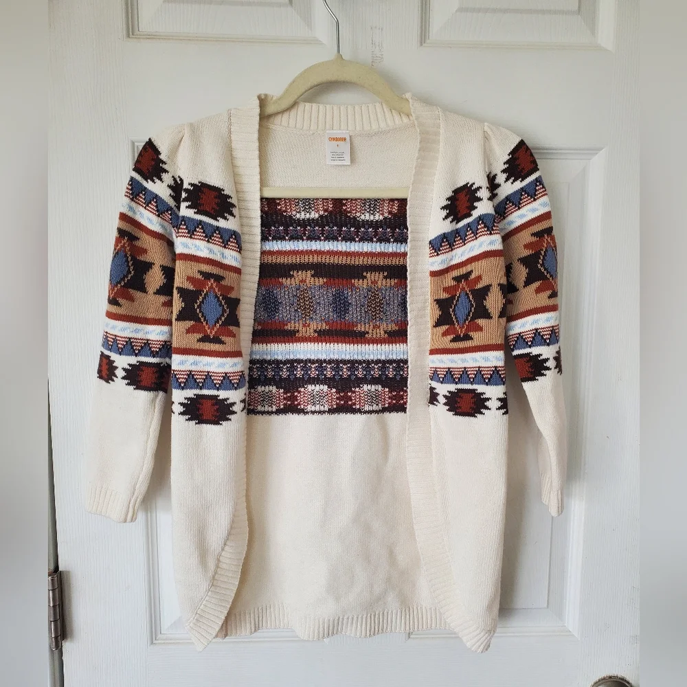 Gymboree Girls Intarsia Fairisle Long Cardigan Montana Mountain White Size 6